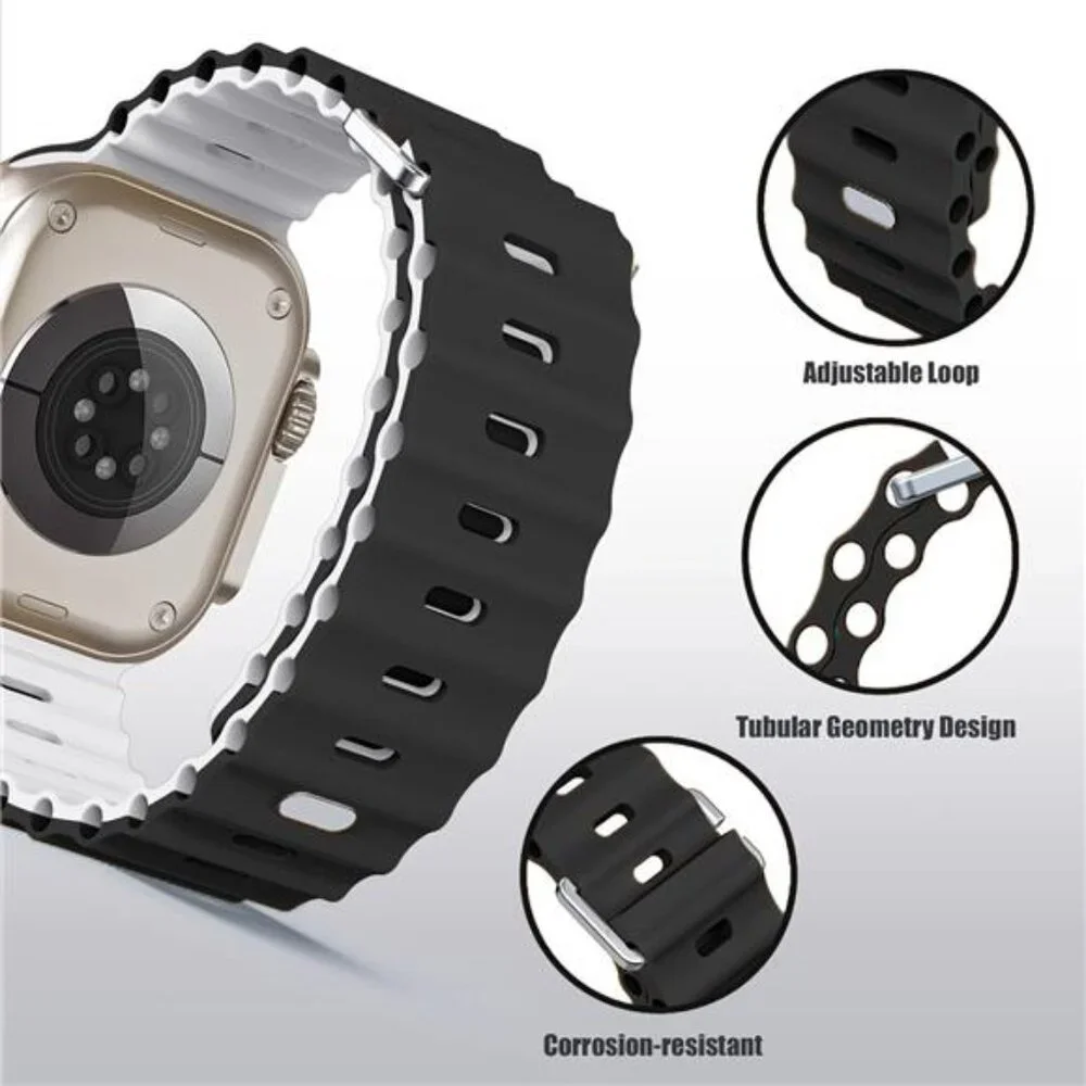 Sport Soft Silicone Compatible with Apple Watch Ocean Band Wristband Ultra 9 8 7